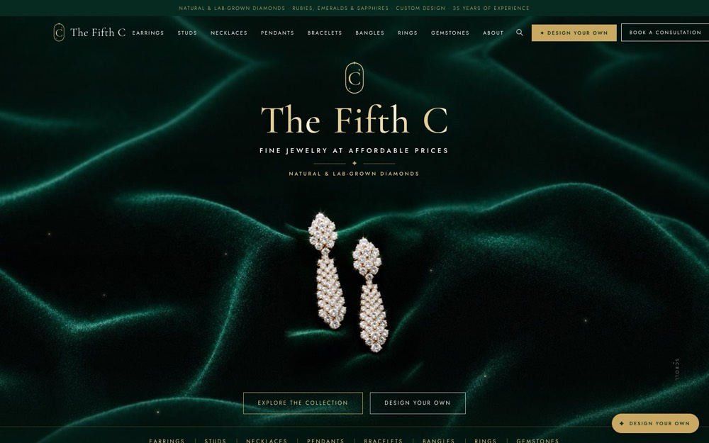 The Fifth C website: a fine-jewelry catalog
