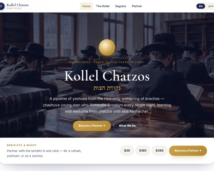Kollel Chatzos website