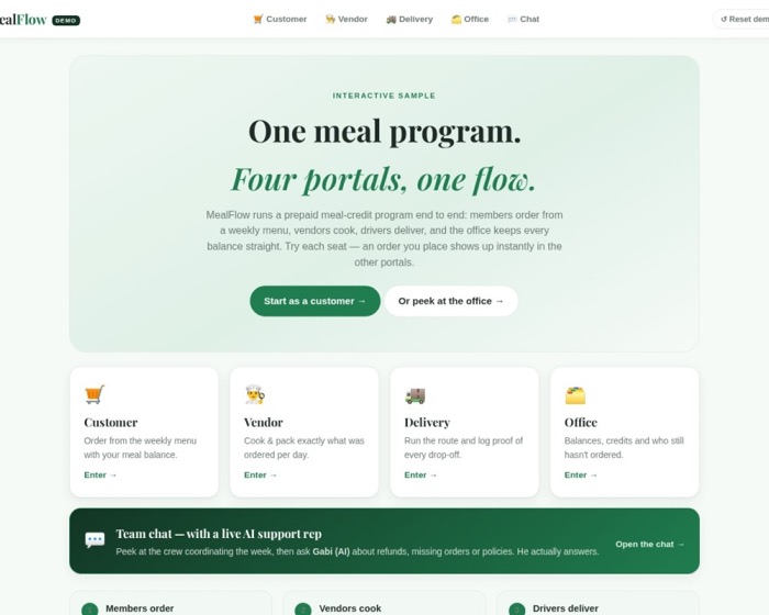 MealFlow website