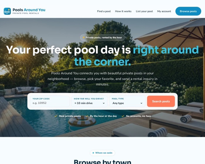 Pools Around You website