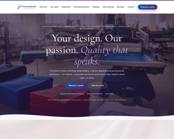 Premier Print USA website by BH Web Solutions